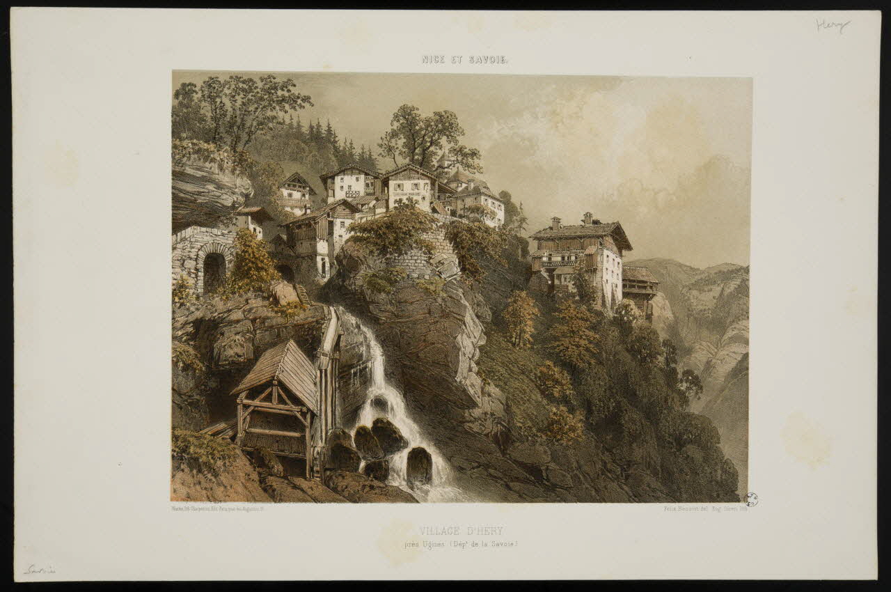 Félix Benoist ; Eugène Cicéri ; Charpentier Père et Fils et Cie estampe VILLAGE D'HERY,  près d'Ugines. (Dépt. de la Savoie.) Nantes 1890 1949.31.209 Photo