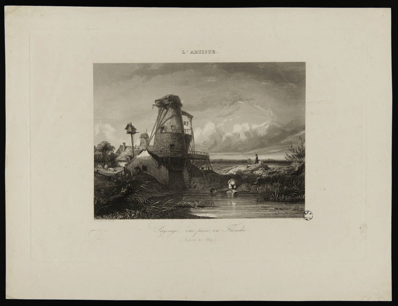 Lepoittevin Eugène Modeste Edmond ; Le Petit ; L'Artiste estampe Paysage : vue prise en Flandre  (Salon de 1840.) 1835-1845 1949.31.214 Photo