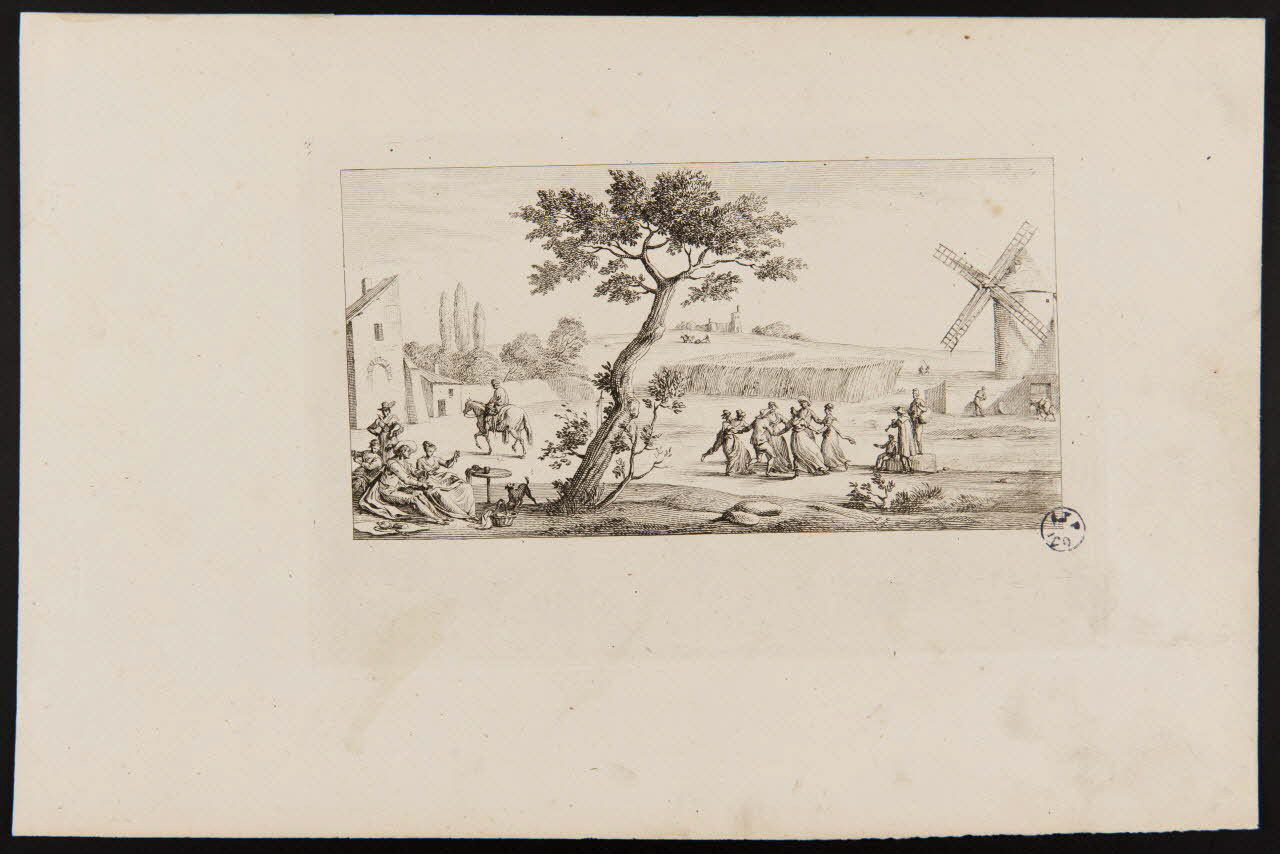 Jean Duplessi-Bertaux estampe Fête villageoise près d'un moulin à vent 1819 1949.31.251 Photo