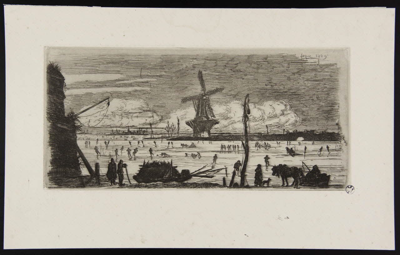 estampe Paysage de lac gelé devant moulin à vent 1949.31.256 Photo
