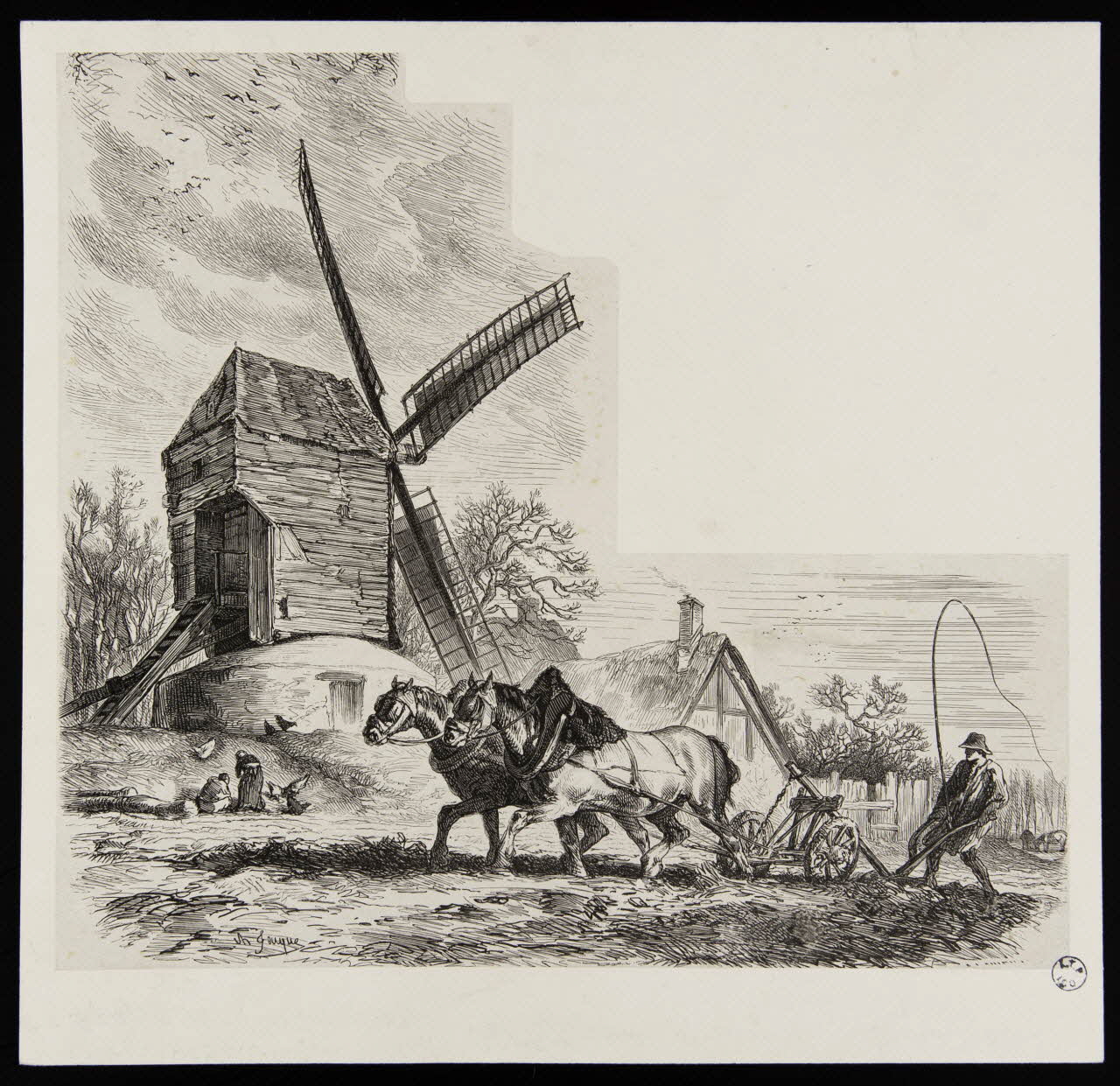 estampe Labour d'un champ à côté d'un moulin à vent 1949.31.263 Photo