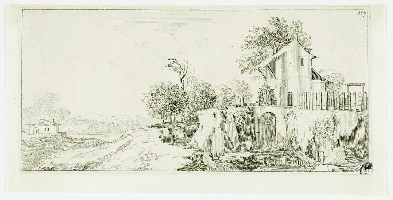 imagerie ancienne Moulin à eau sur une colline 1949.31.284 Photo