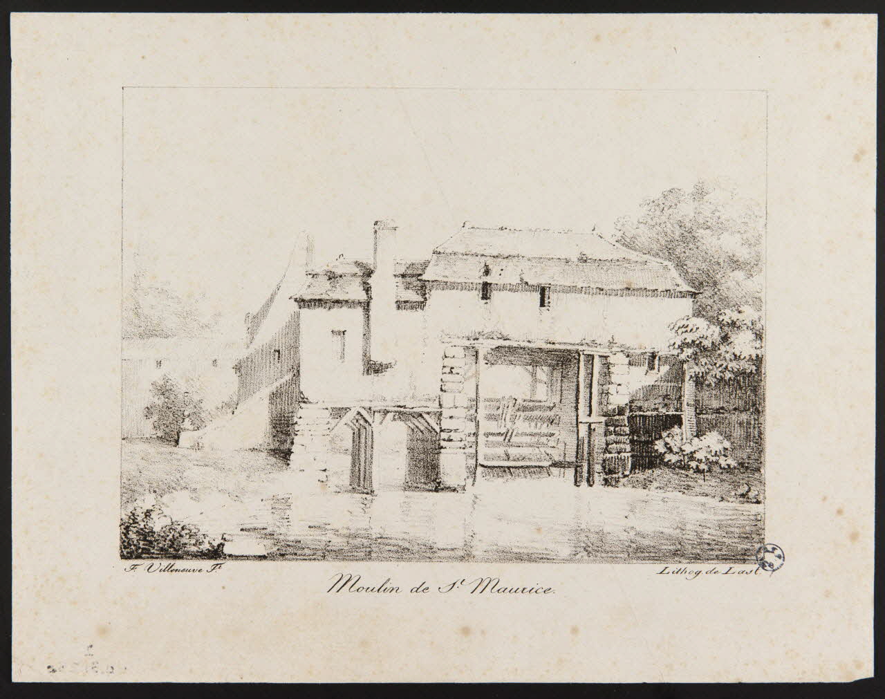 Last ; Louis Jules Frédéric Villeneuve estampe Moulin de St Maurice. Pays-Bas 1842 1949.31.289 Photo