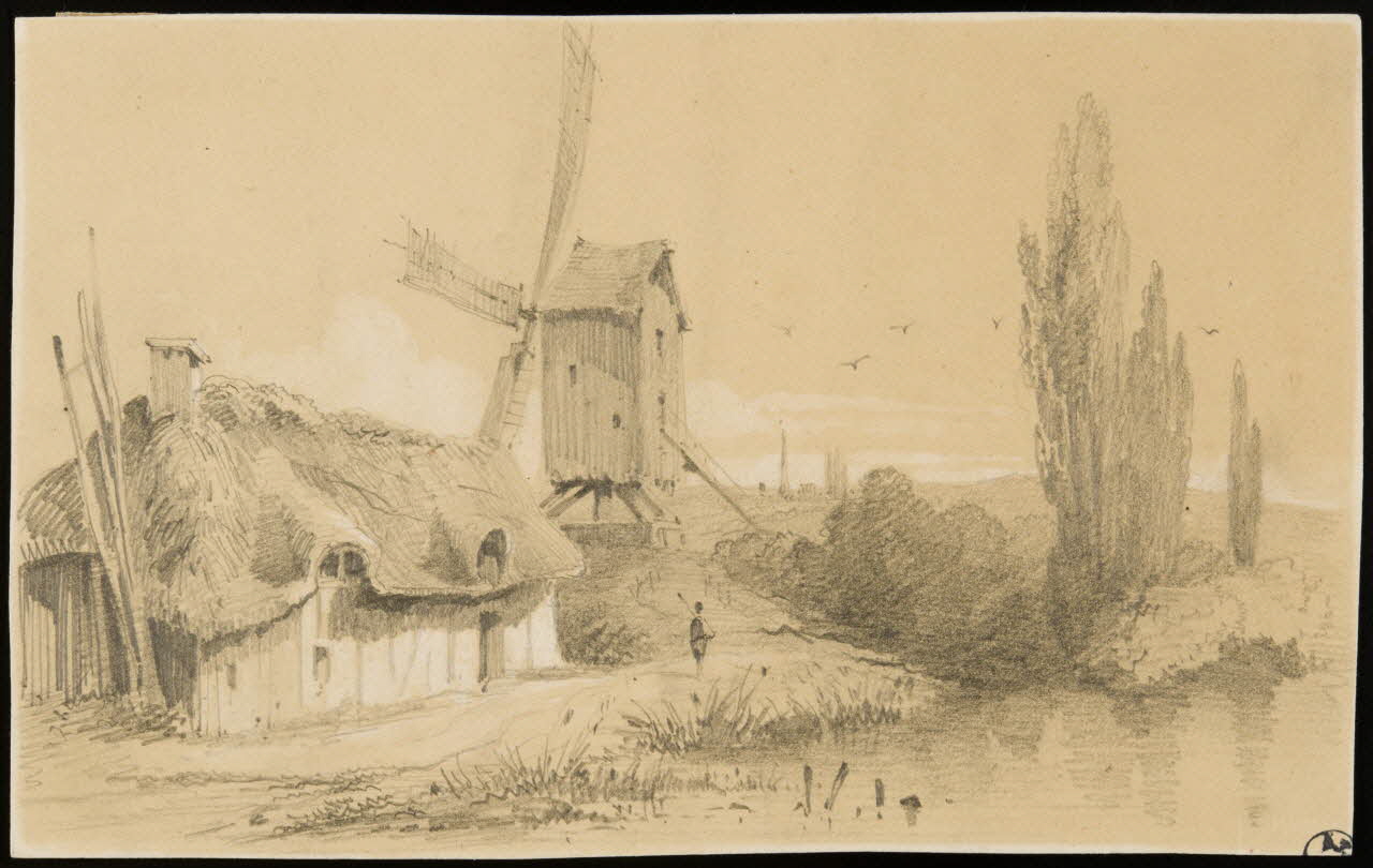 Bentabole Louis dessin Moulin à vent et ferme (environs de Rouen) 1949 1949.31.31 Photo