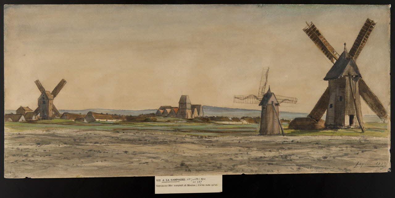 Lepic Ludovic Napoléon vicomte dessin Moulins à vent à Cayeux-sur-Mer 1873 1949.31.33 Photo