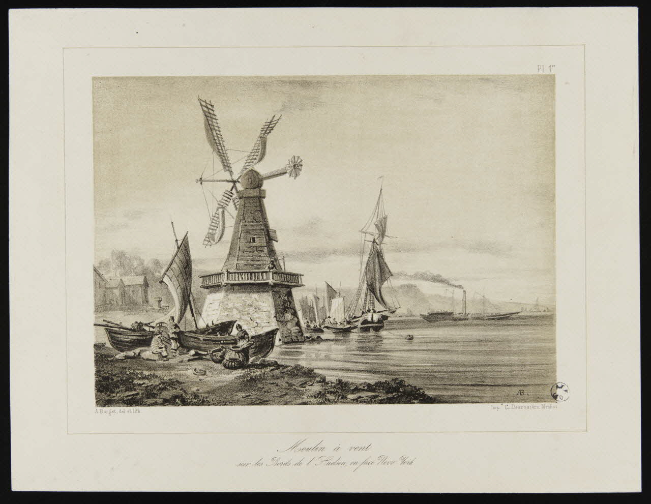 estampe Moulin à vent  sur les Bords de l'Hudson, en face New-York 1949.31.347 Photo