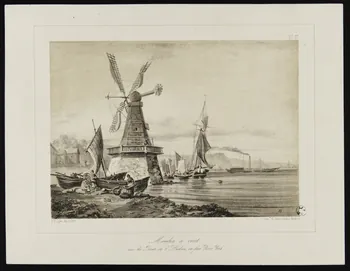estampe Moulin à vent  sur les Bords de l'Hudson, en face New-York 1949.31.347  Photo