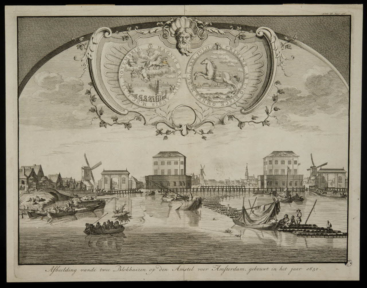 estampe Afbeelding vande twee Blokhuizen op den Amstel voor Amsterdam, gebouwt in het jaar 1650. 1949.31.381 Photo