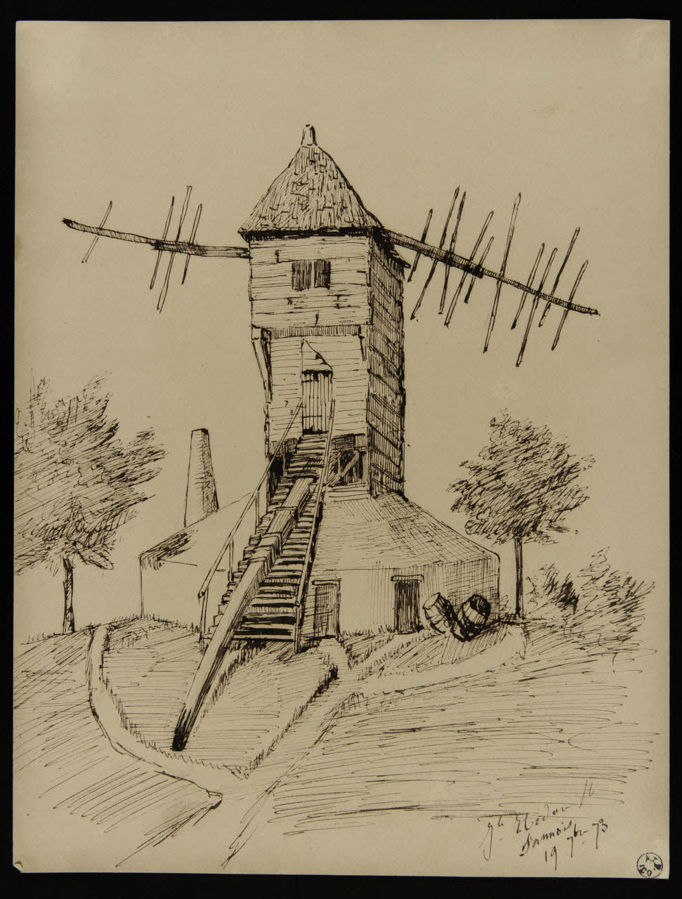 Hédou Jules dessin Moulin à Sannois 1873 1949.31.40 Photo