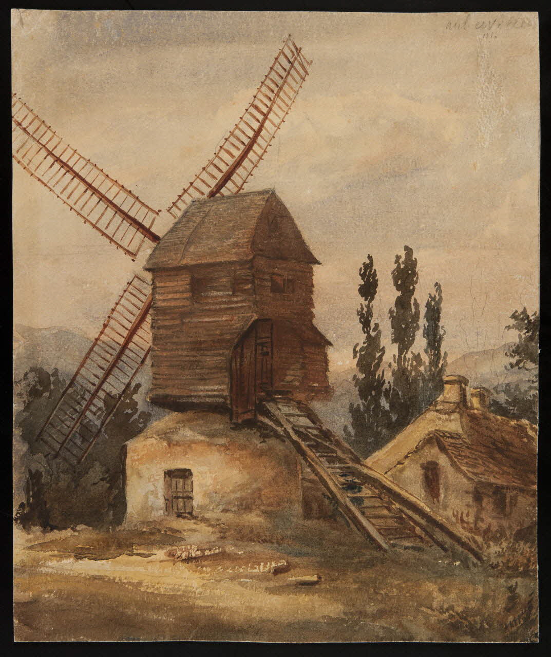 Mouilleron Adolphe dessin double face Moulin à vent d'Aubervilliers 1850 1949.31.44 Photo