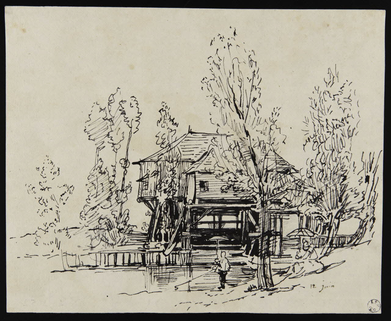 Mouilleron Adolphe dessin Couple près d'un moulin 1949 1949.31.52 Photo