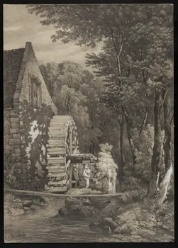 Cutbert R. dessin Moulin à eau dans une forêt 1949 1949.31.58  Photo