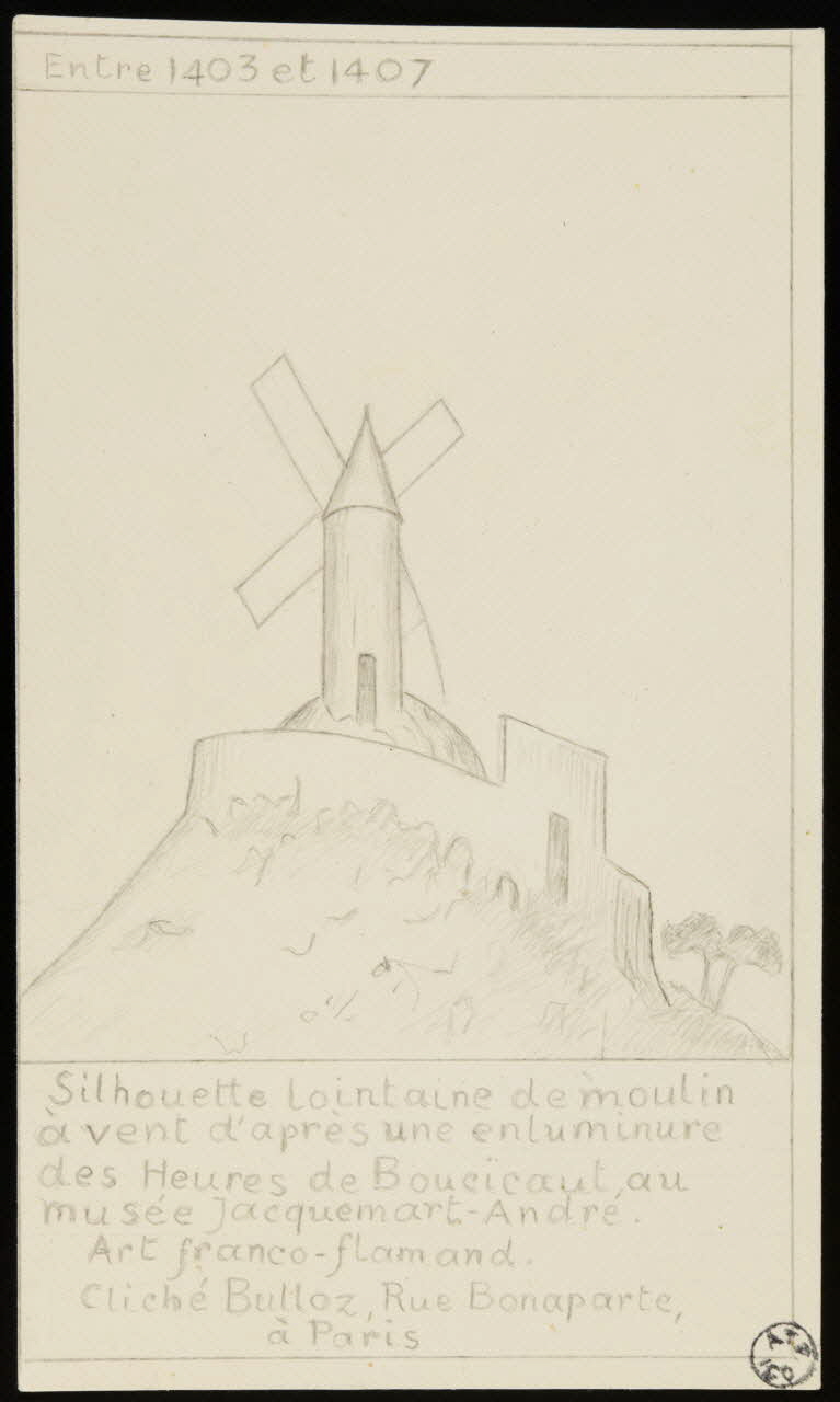 Franck J. Ch. dessin Silhouette lointaine de moulin à vent 1949 1949.31.64 Photo
