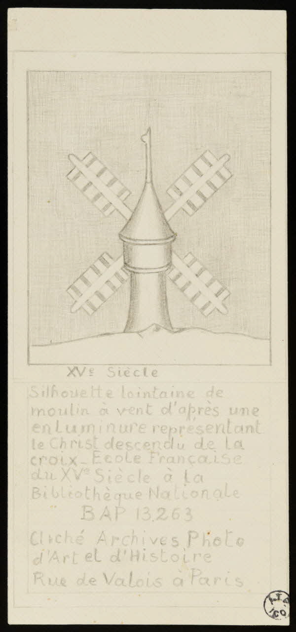 Franck J. Ch. dessin Silhouette lointaine de  moulin à vent 1949 1949.31.73 Photo