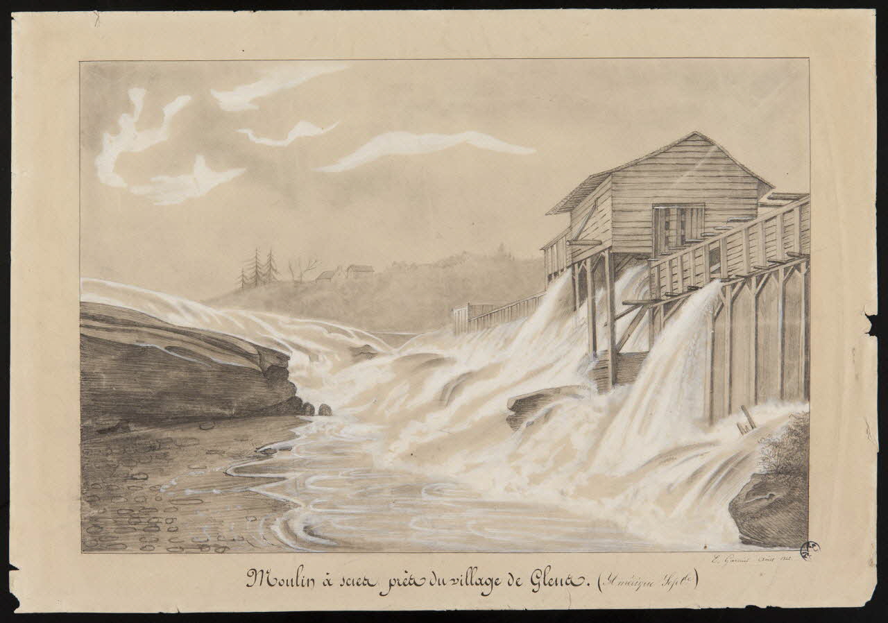 Garnier E. dessin Moulin à scies près du village de Glens (Amérique Septle) 1842 1949.31.77 Photo