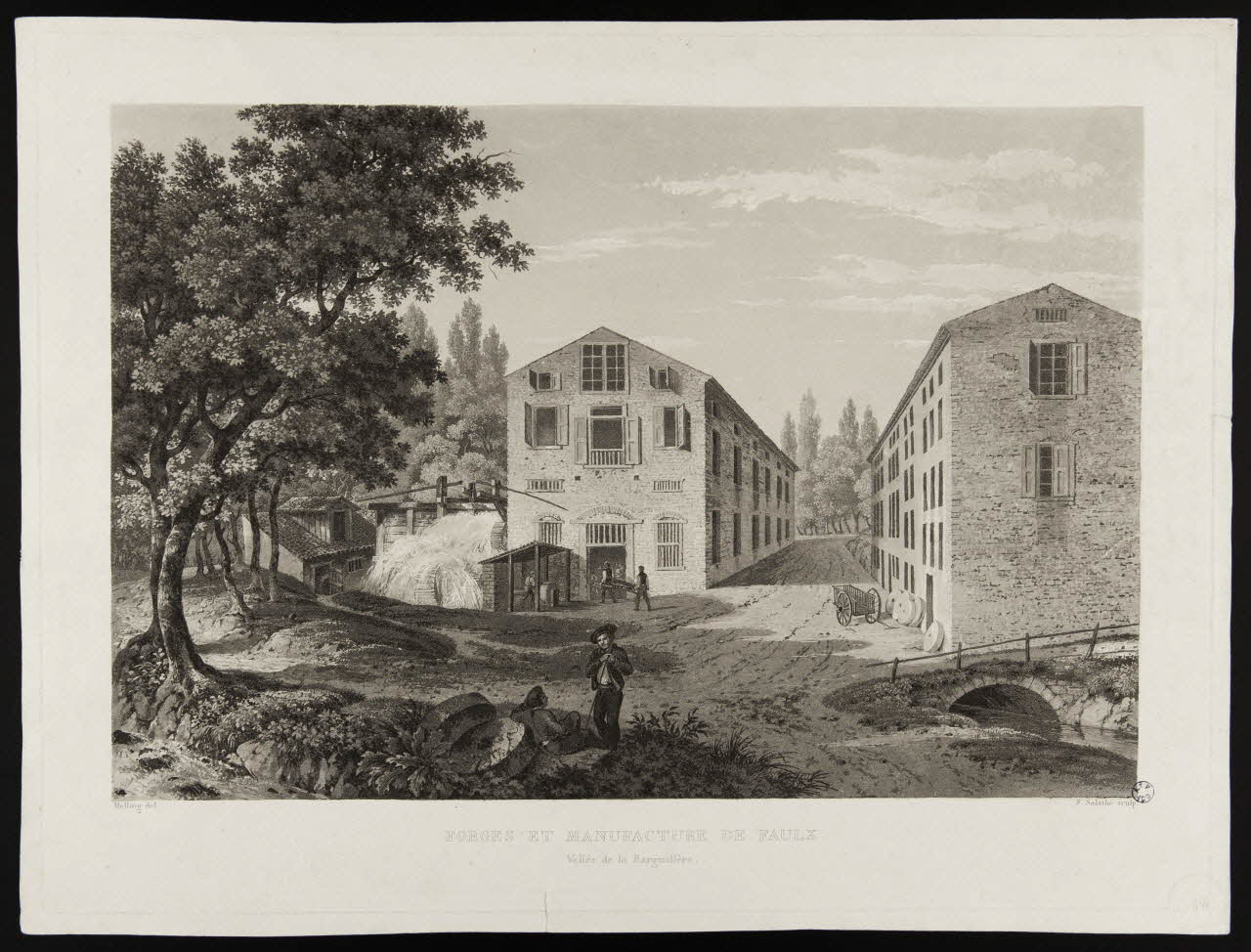 Salathe Frédéric ; Melling estampe FORGES ET MANUFACTURE DE FAULX  Vallée de la Barguillère. 1860 1949.31.82 Photo