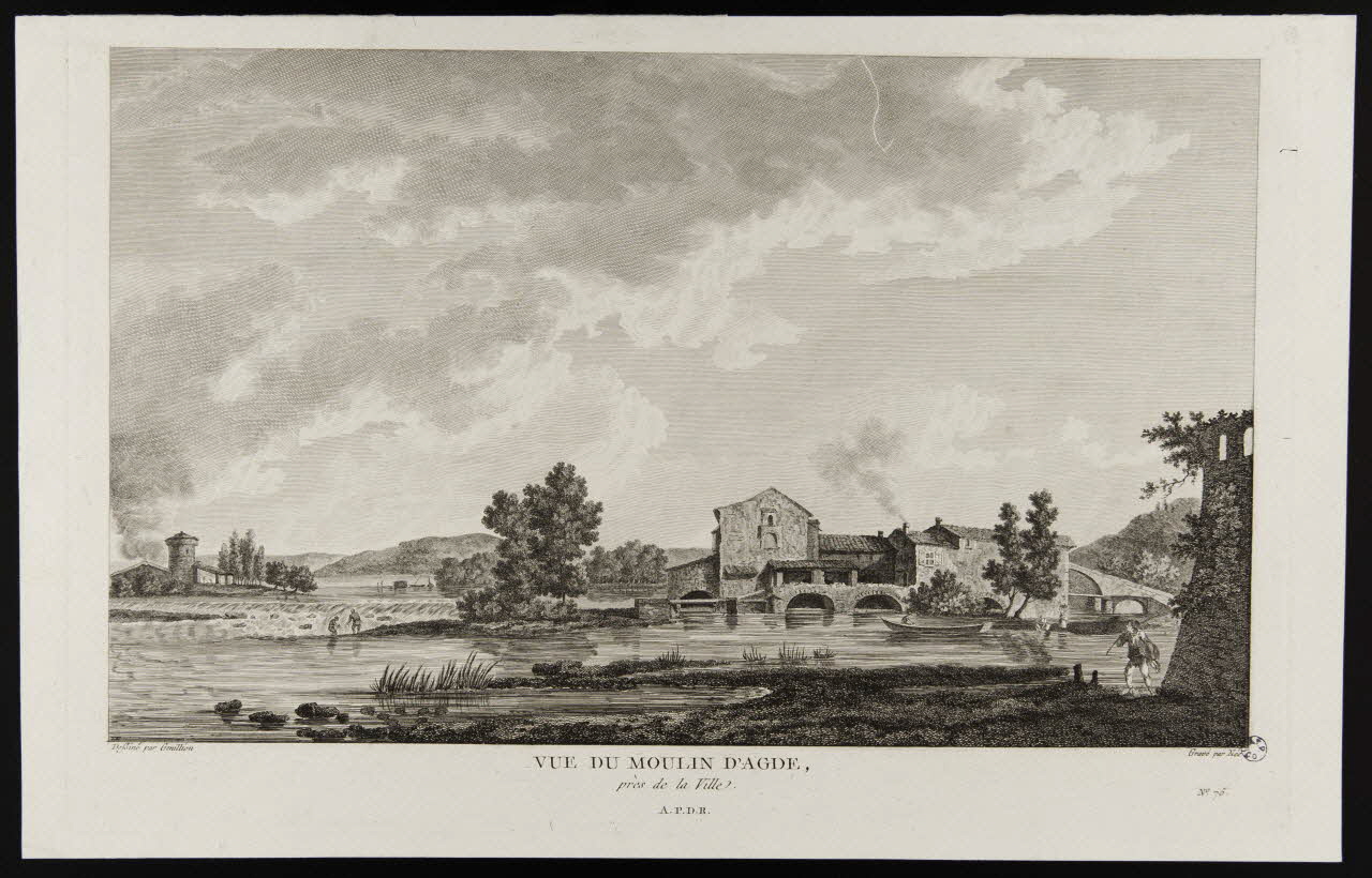 estampe VUE DU MOULIN D'AGDE,  près de la Ville. 1949.31.84 Photo