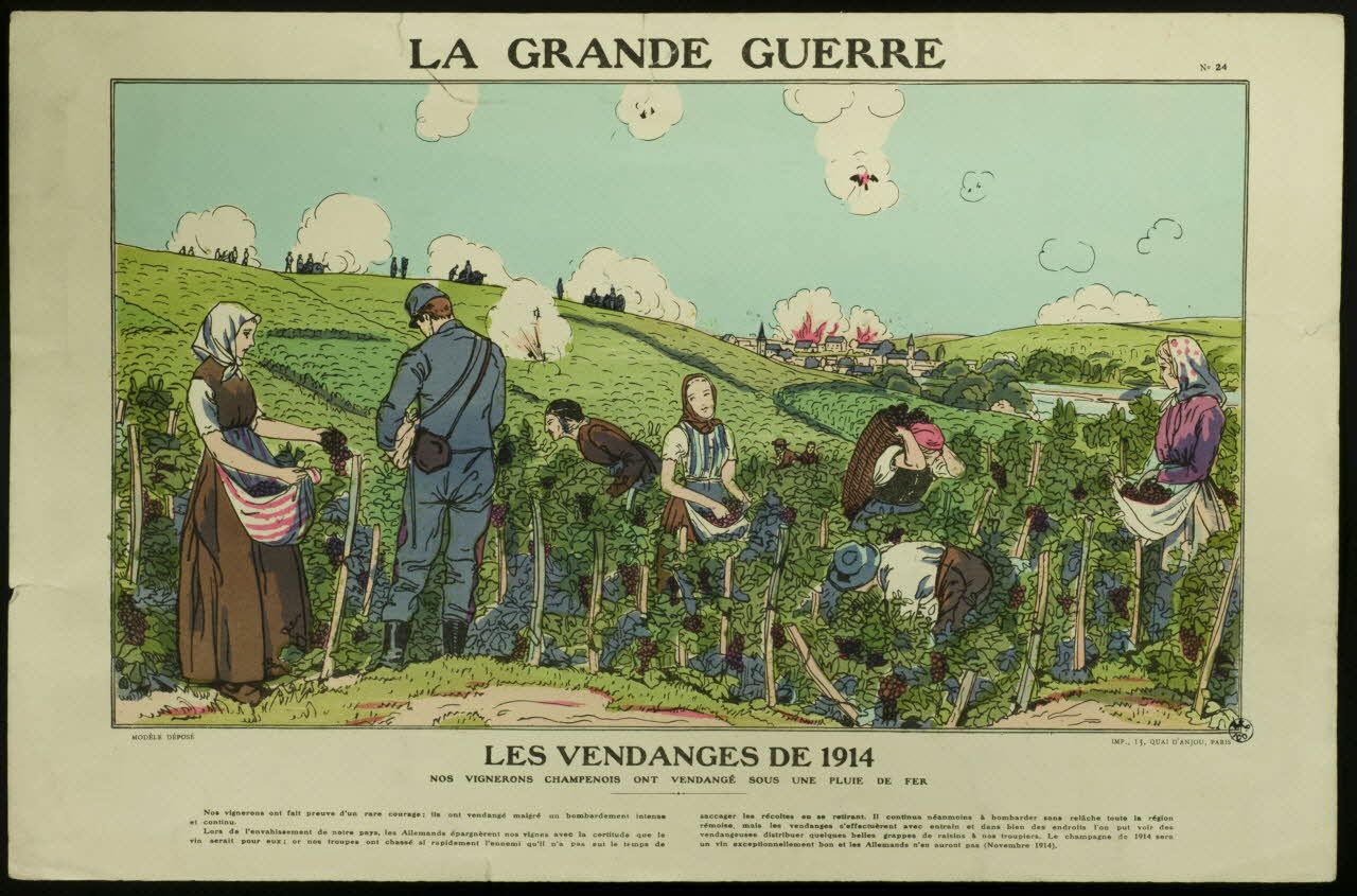 estampe LA GRANDE GUERRE  LES VENDANGES DE 1914 1949.39.10 Photo