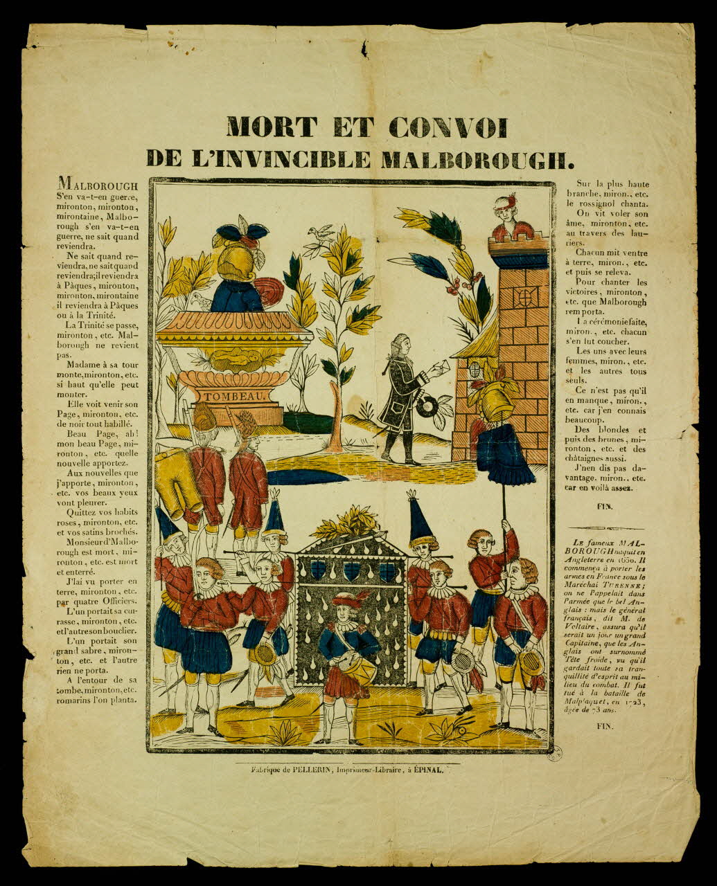 Pellerin estampe MORT ET CONVOI DE L'INVINCIBLE MALBOROUGH Lorraine, France 1837 1950.21.11 Photo