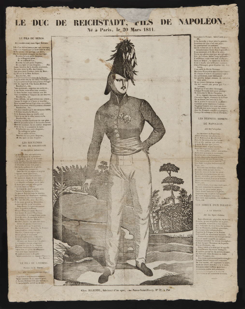 Fleuret ; Julienne imagerie ancienne LE DUC DE REICHSTADT, FILS DE NAPOLEON,  Né à Paris, le 20 Mars 1811. Ile-de-France, France 1815-1832 1950.21.13 Photo