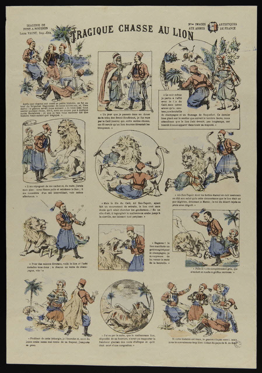Louis Vagné à compartiments : 3x4 TRAGIQUE CHASSE AU LION Lorraine, France 1903-1914 1950.21.135 Photo