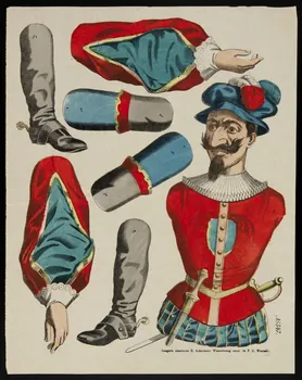 René Ackermann découpage Pantin à découper : mousquetaire Alsace, France 1908 1950.21.157  Photo