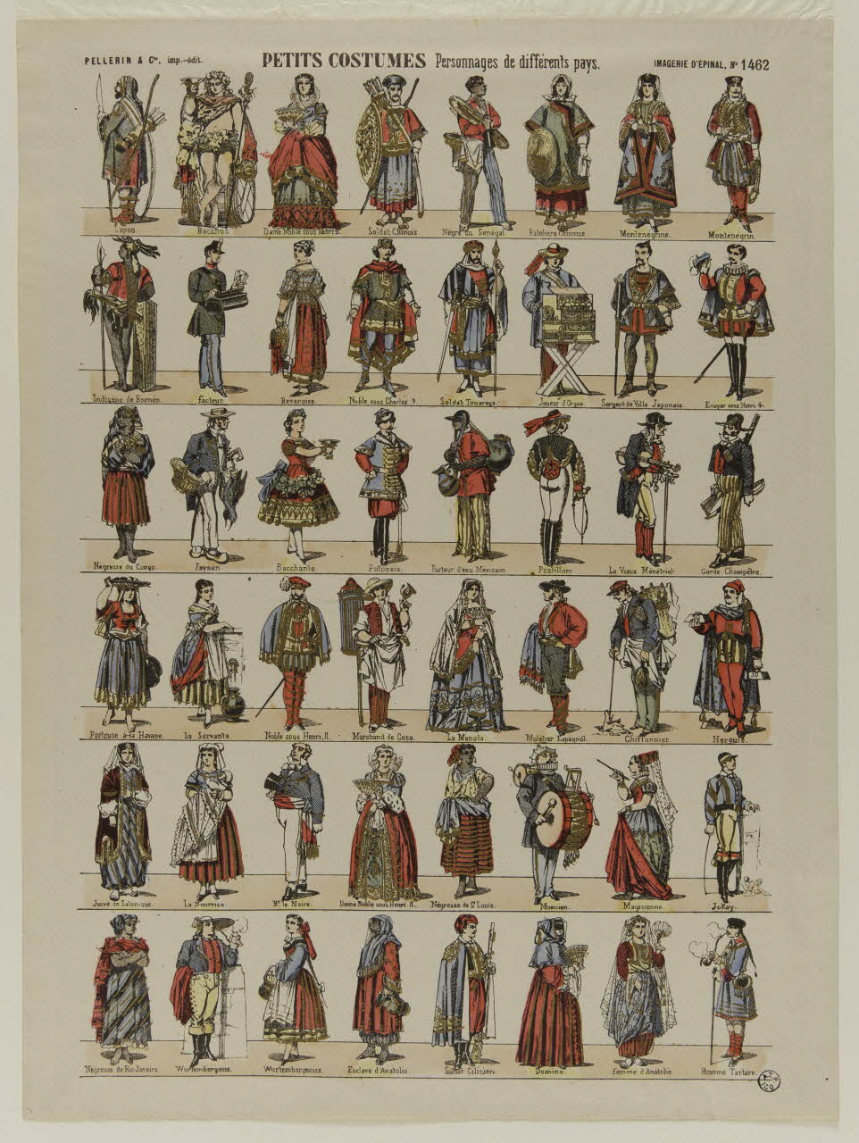 estampe PETITS COSTUMES Personnages de différents pays. 1950.21.176 Photo