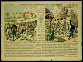 Kauffmann P. ; Pellerin à compartiments : 2 LE GENERAL DODDS formant ses colonnes d'attaque devant Abomey - OCCUPATION D'ABOMEY Lorraine, France 1892 1950.21.184  Photo