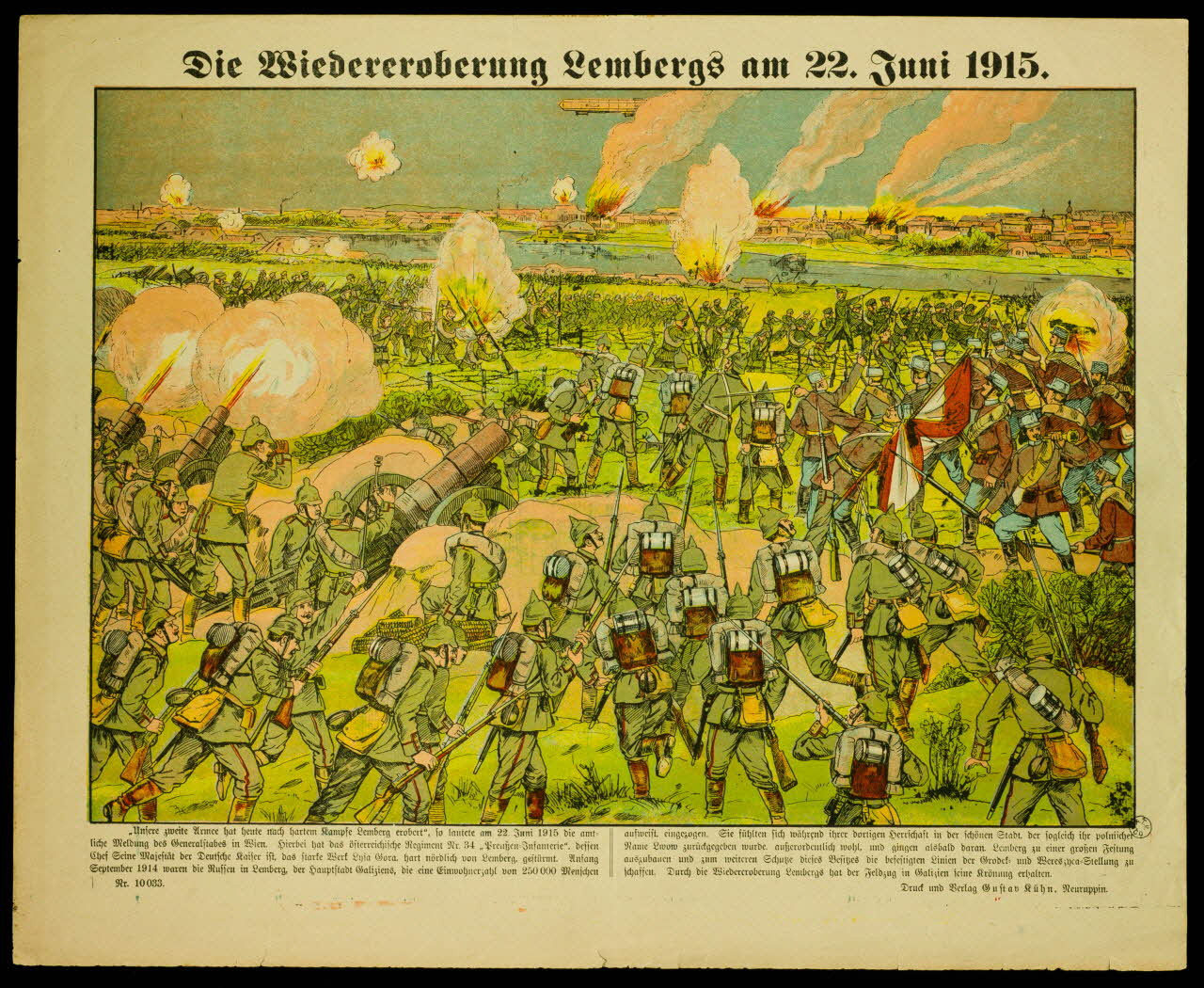 Gustav Kühn estampe Die Wiedereroberung Lembergs am 22. Juni 1915. Allemagne 1915 1950.21.199 Photo