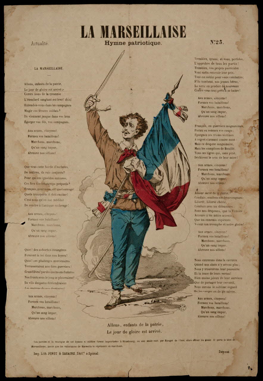 Pinot et Sagaire estampe LA MARSEILLAISE Lorraine, France 1860-1872 1950.21.329 Photo