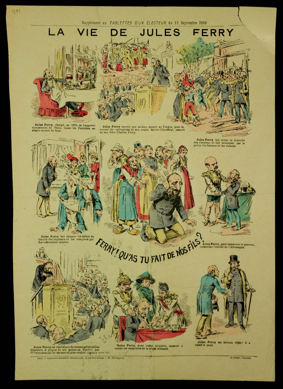 Imprimerie des Arts et Manufactures à compartiments : 3x3 LA VIE DE JULES FERRY Ile-de-France, France 1889 1950.21.409 Photo