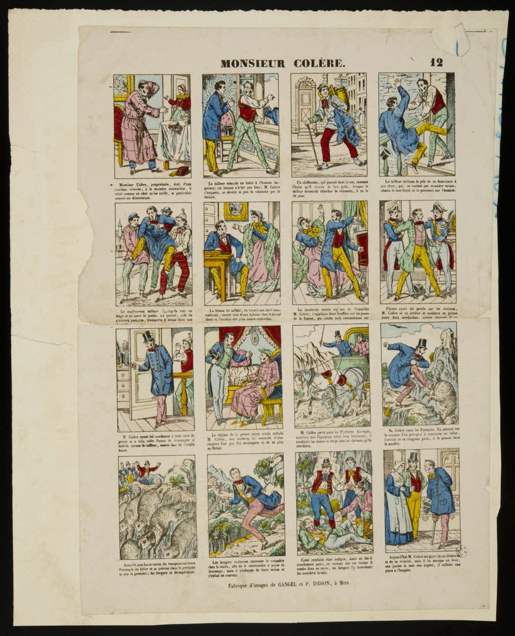 Charles Nicolas Gangel à compartiments : 4x4 MONSIEUR COLERE. Metz 1852-1858 1950.21.41 Photo