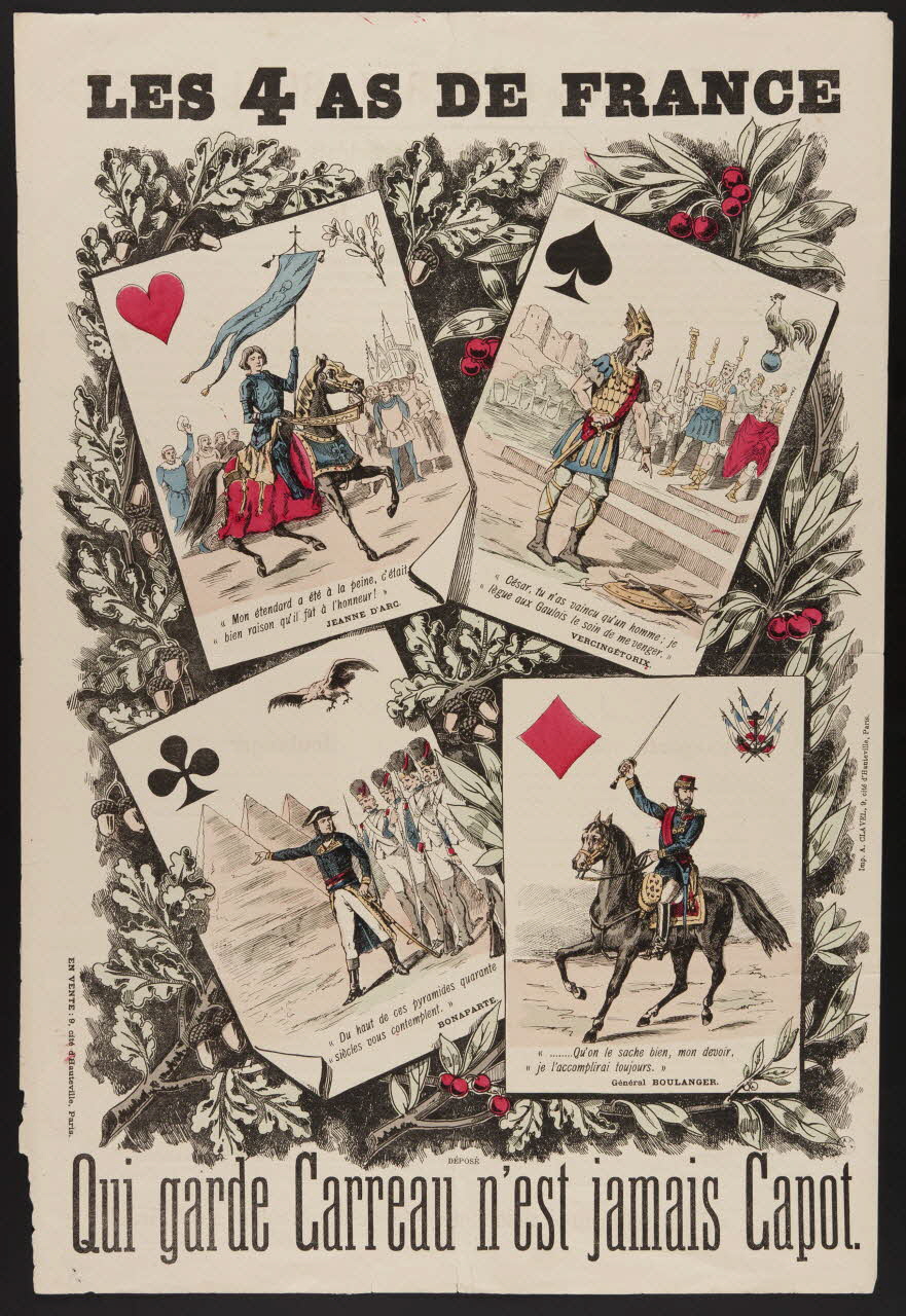 Clavel estampe (à compartiments : 2x2) LES 4 AS DE FRANCE  Qui garde Carreau n'est jamais Capot. Ile-de-France, France 1882-1892 1950.21.410 Photo