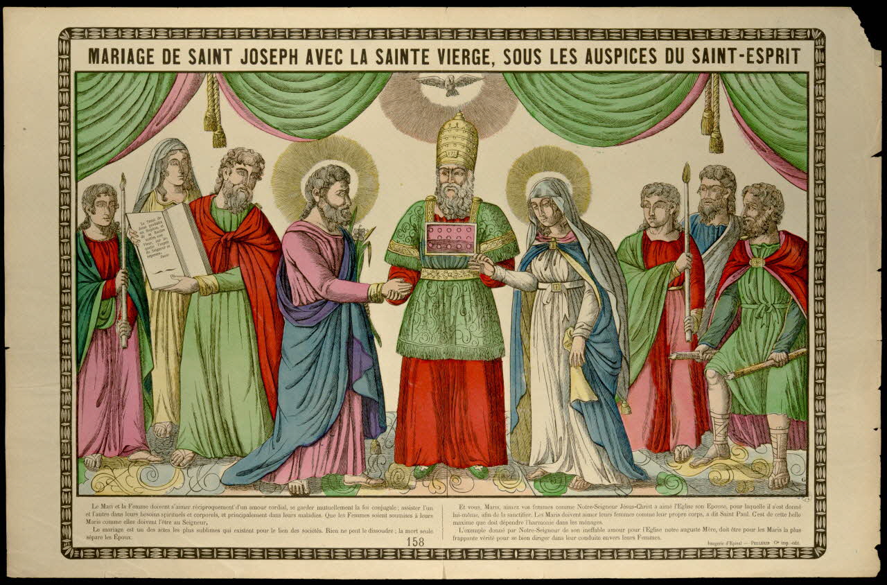 François Georgin ; Pellerin estampe MARIAGE DE SAINT JOSEPH AVEC LA SAINTE VIERGE, SOUS LES AUSPICES DU SAINT-ESPRIT Lorraine, France 1837 1950.21.460 Photo