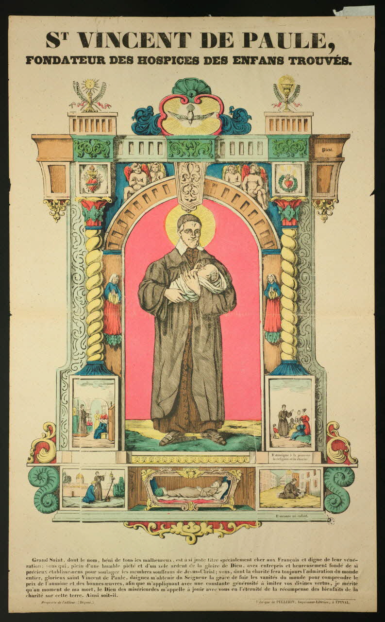 estampe ST VINCENT DE PAULE,  FONDATEUR DES HOSPICES DES ENFANS TROUVES. 1950.21.469 Photo