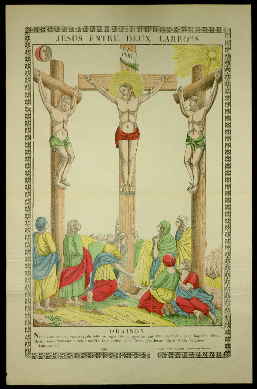 Pellerin estampe JESUS ENTRE DEUX LARRONS. Lorraine, France 1837 1950.21.473 Photo