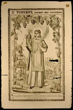Pellerin estampe St. VINCENT, PATRON DES VIGNERONS. Lorraine, France 1837 1950.21.479 Photo