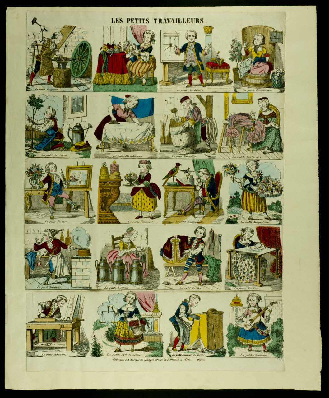Gangel et Didion à compartiments : 4x5 LES PETITS TRAVAILLEURS. Metz 1858-1868 1950.21.49 Photo
