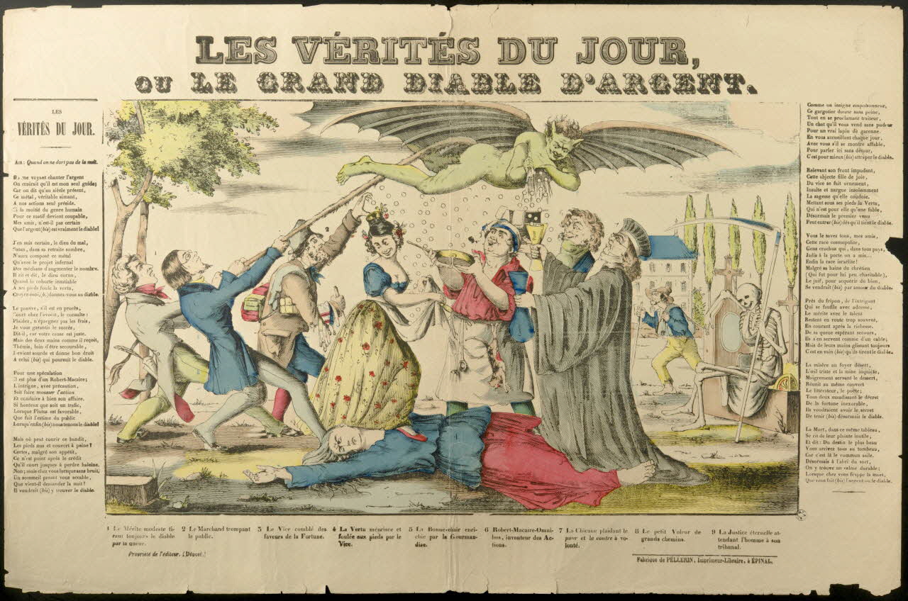 Pellerin estampe LES VERITES DU JOUR,  OU LE GRAND DIABLE D'ARGENT. Lorraine, France 1837 1950.21.491 Photo