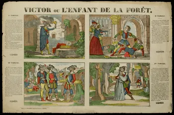 Pellerin estampe (à compartiments : 2x2) VICTOR OU L'ENFANT DE LA FORET. Lorraine, France 1837 1950.21.493 Photo