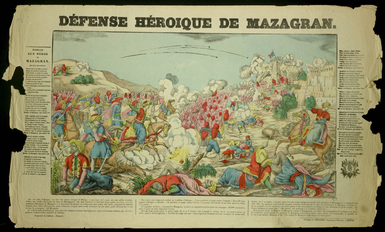 Pellerin estampe DEFENSE HEROIQUE DE MAZAGRAN. Lorraine, France 1850 1950.21.526 Photo