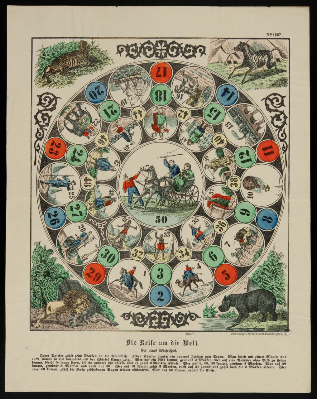 jeu de l'oie Die Reise um die Welt. Alsace, France 1880-1888 1950.21.58 Photo