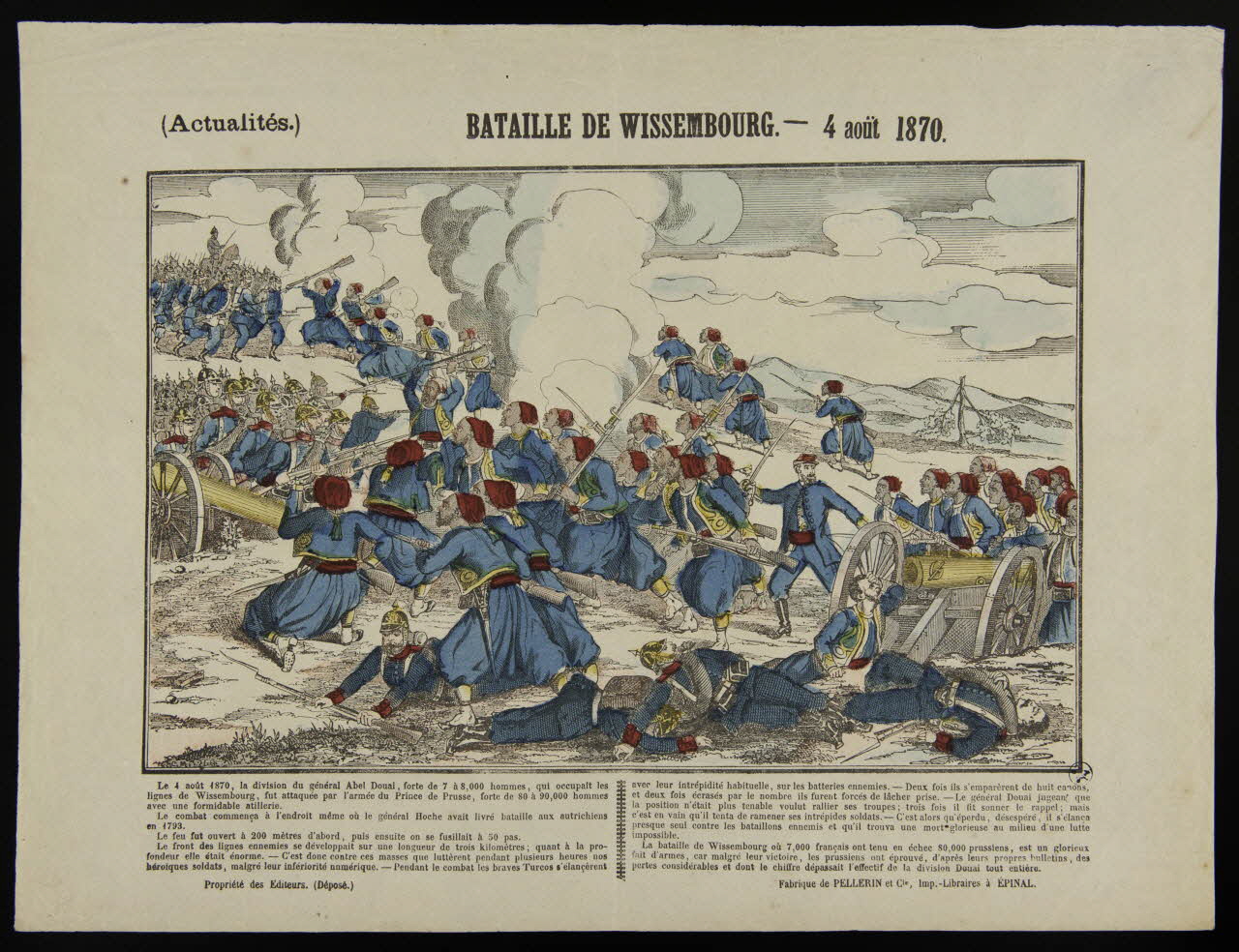 Pellerin estampe (Actualités.) BATAILLE DE WISSEMBOURG. - 4 août 1870. Lorraine, France 1870-1880 1950.21.587 Photo