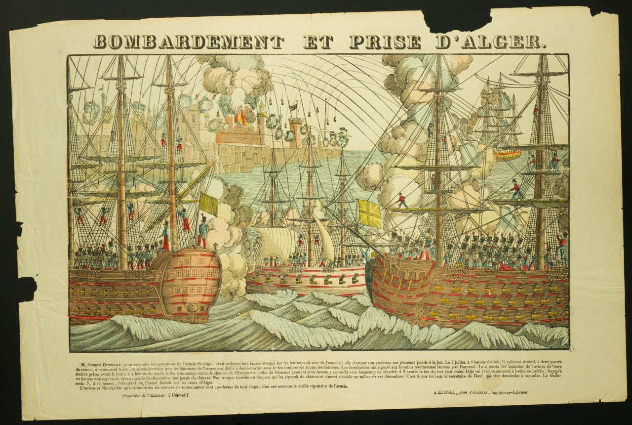 Pellerin estampe BOMBARDEMENT ET PRISE D'ALGER. Lorraine, France 1837 1950.21.594 Photo