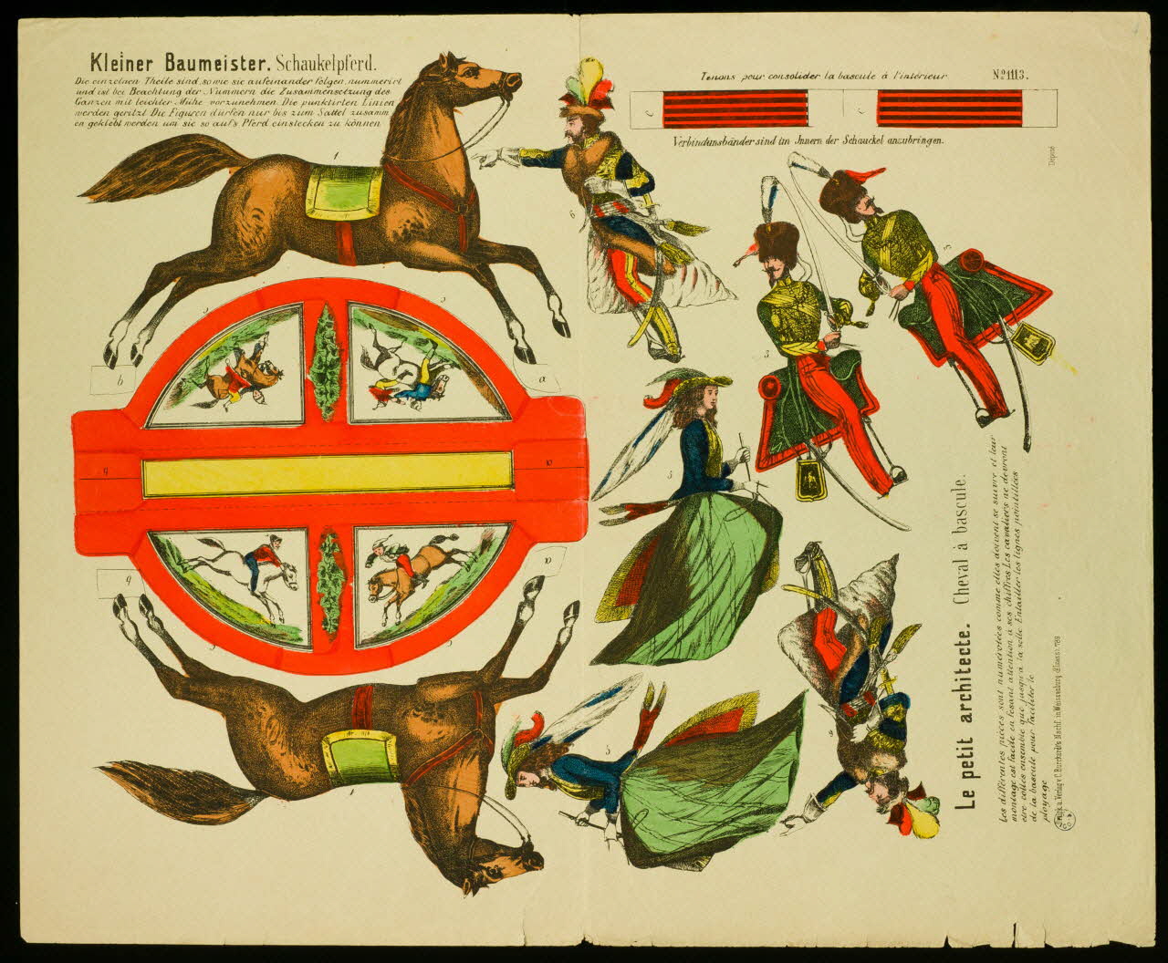 estampe Le petit architecte. Cheval à bascule.  Kleiner Baumeister. Alsace, France 1880-1888 1950.21.63 Photo