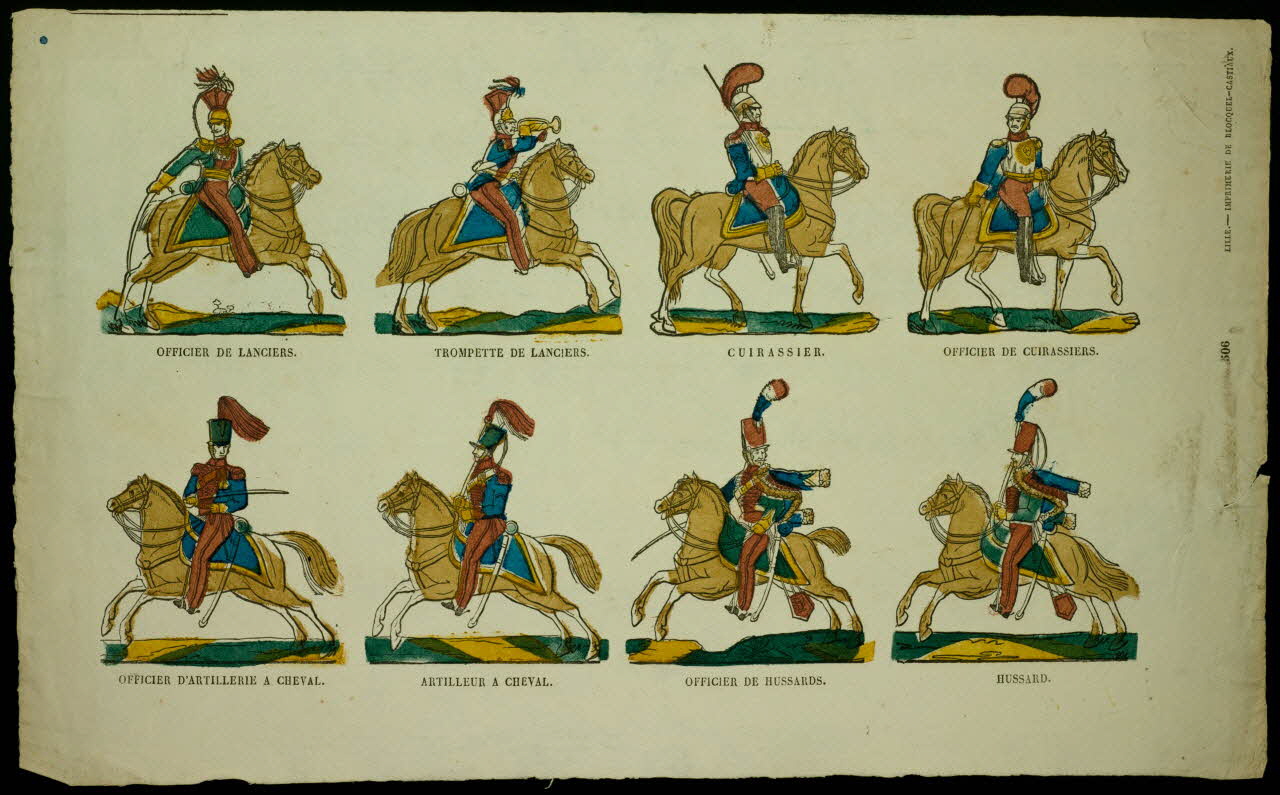 Simon-François Blocquel imagerie ancienne Planche de militaires Nord-Pas-de-Calais, France 1820-1840 1950.21.648 Photo