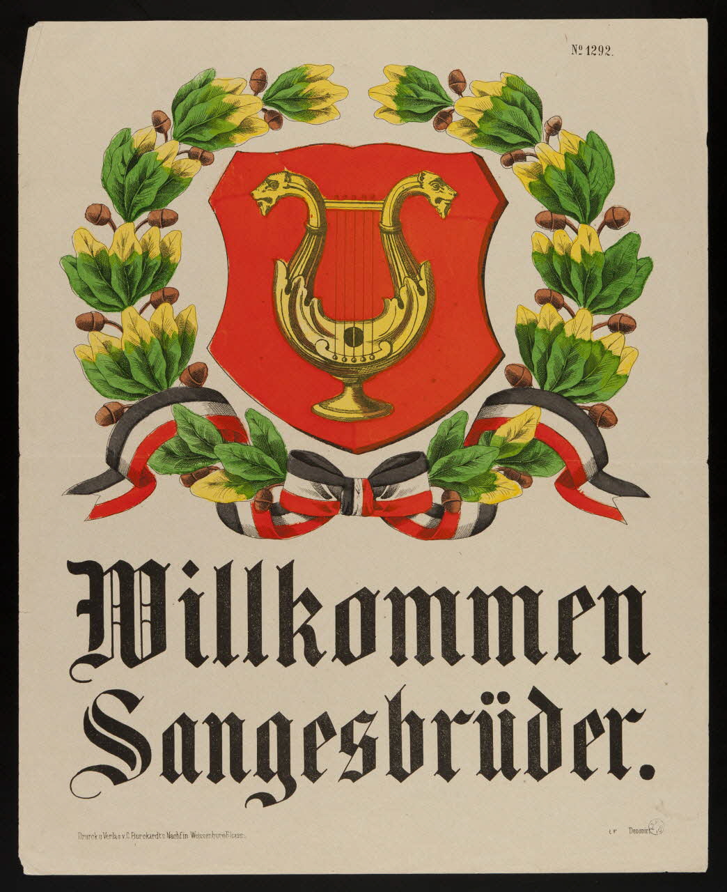blason Willkommen  Sangesbrüder. Alsace, France 1880-1888 1950.21.67 Photo