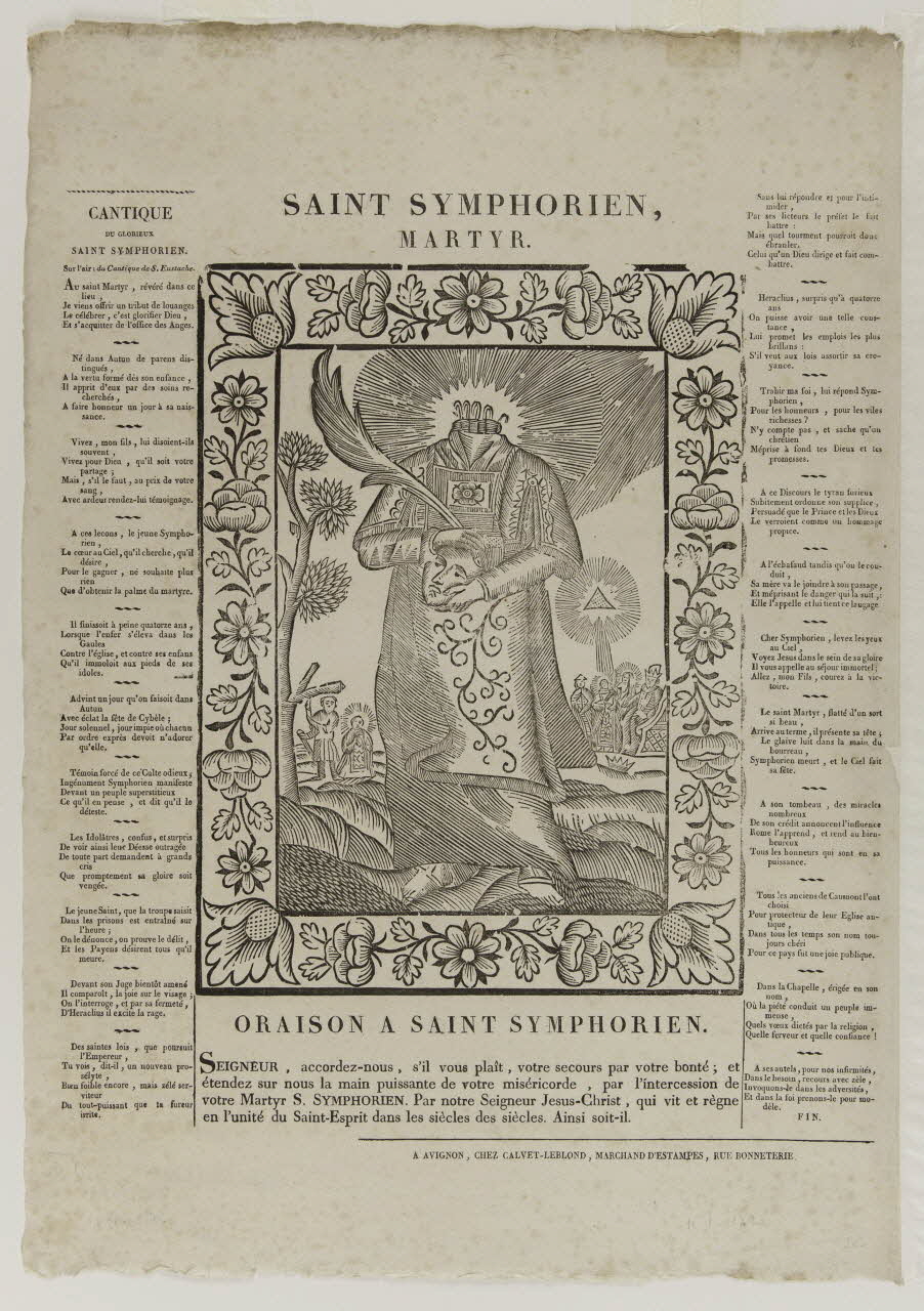 Calvet-Leblond imagerie ancienne SAINT SYMPHORIEN,  MARTYR. Provence-Alpes-Côte d'Azur, France 1822-1835 1950.21.674 Photo