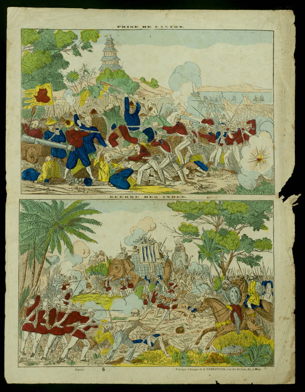 Jules Verronnais imagerie ancienne PRISE DE CANTON.  GUERRE DES INDES. Metz 1858 1950.21.681 Photo