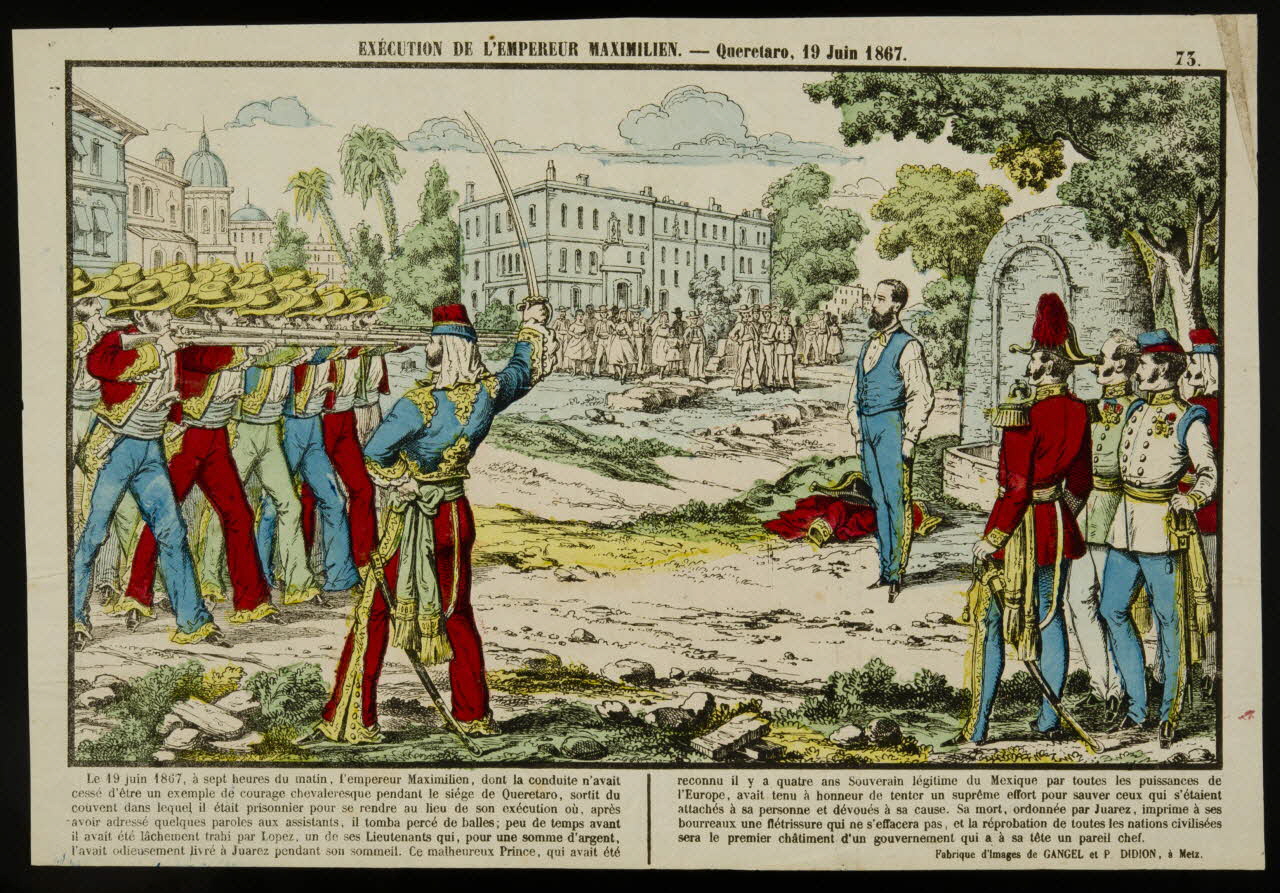 Gangel et Didion estampe EXECUTION DE L'EMPEREUR MAXIMILIEN. Lorraine, France 1858-1869 1950.21.685 Photo